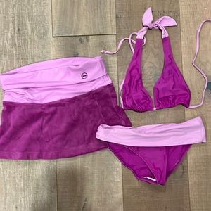 SoLow purple bikini with matching skirt